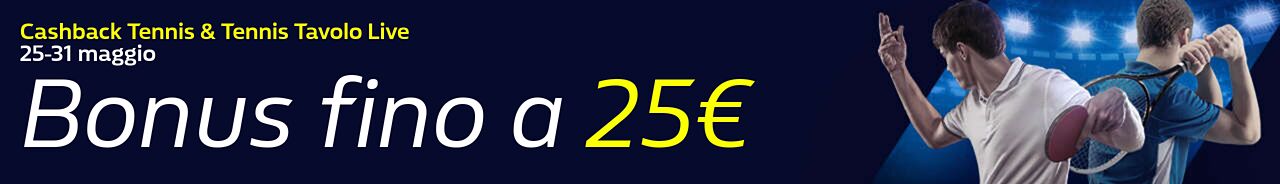 Cashback 10% Tennis Tavolo LIVE